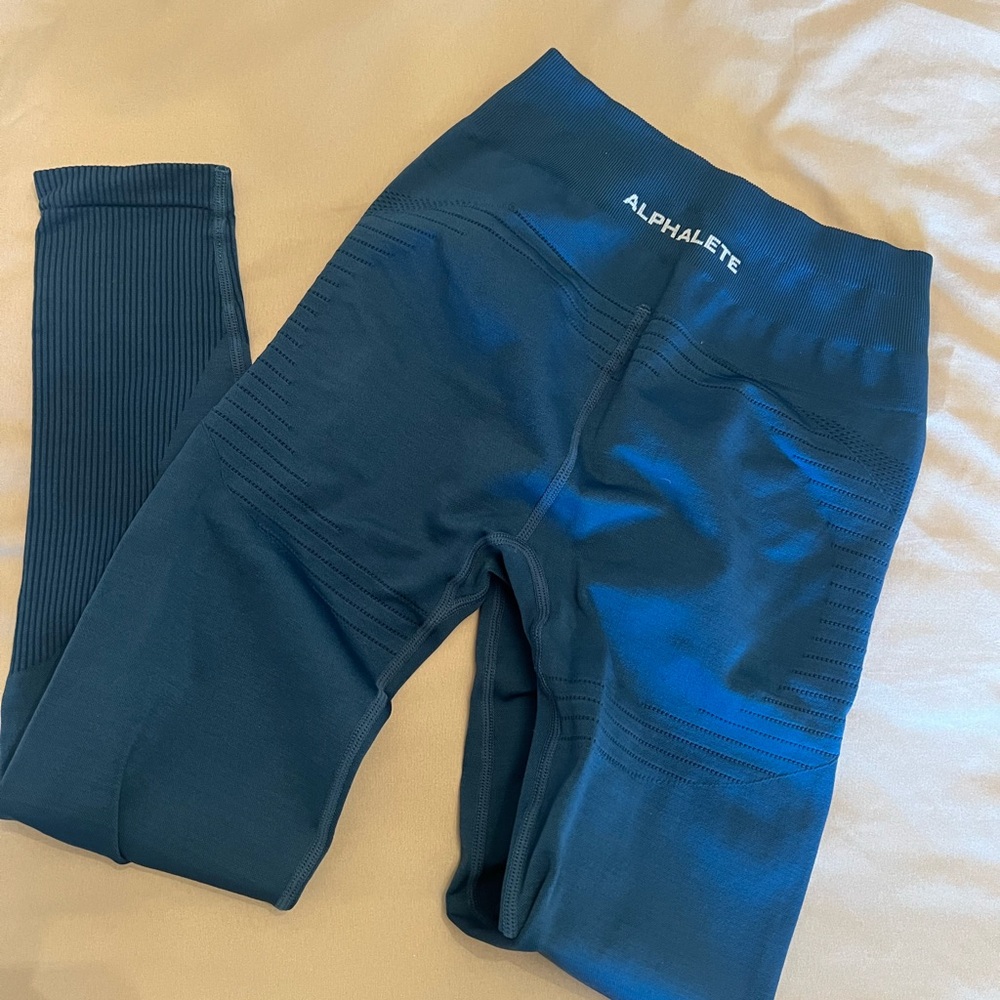Blue Tapered Leggings with Performance Fabric